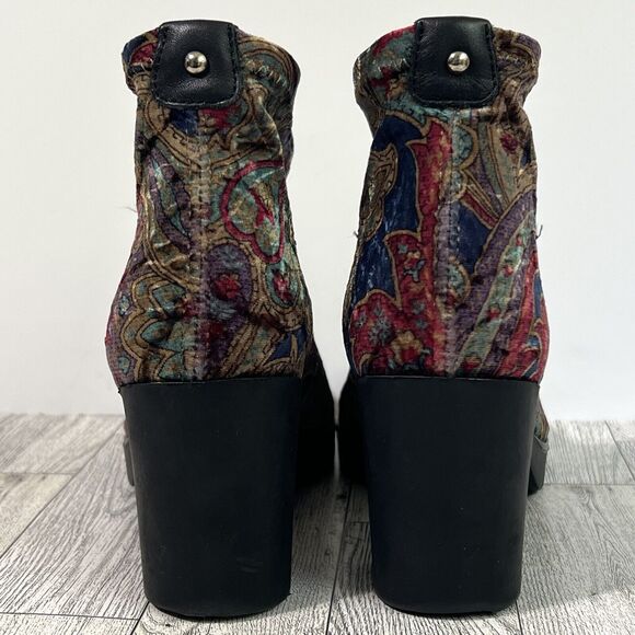 Toni Pons Finley Crushed Velvet Paisley Ankle Boots Shoes Women's 6.5 Booties - Picture 13 of 17